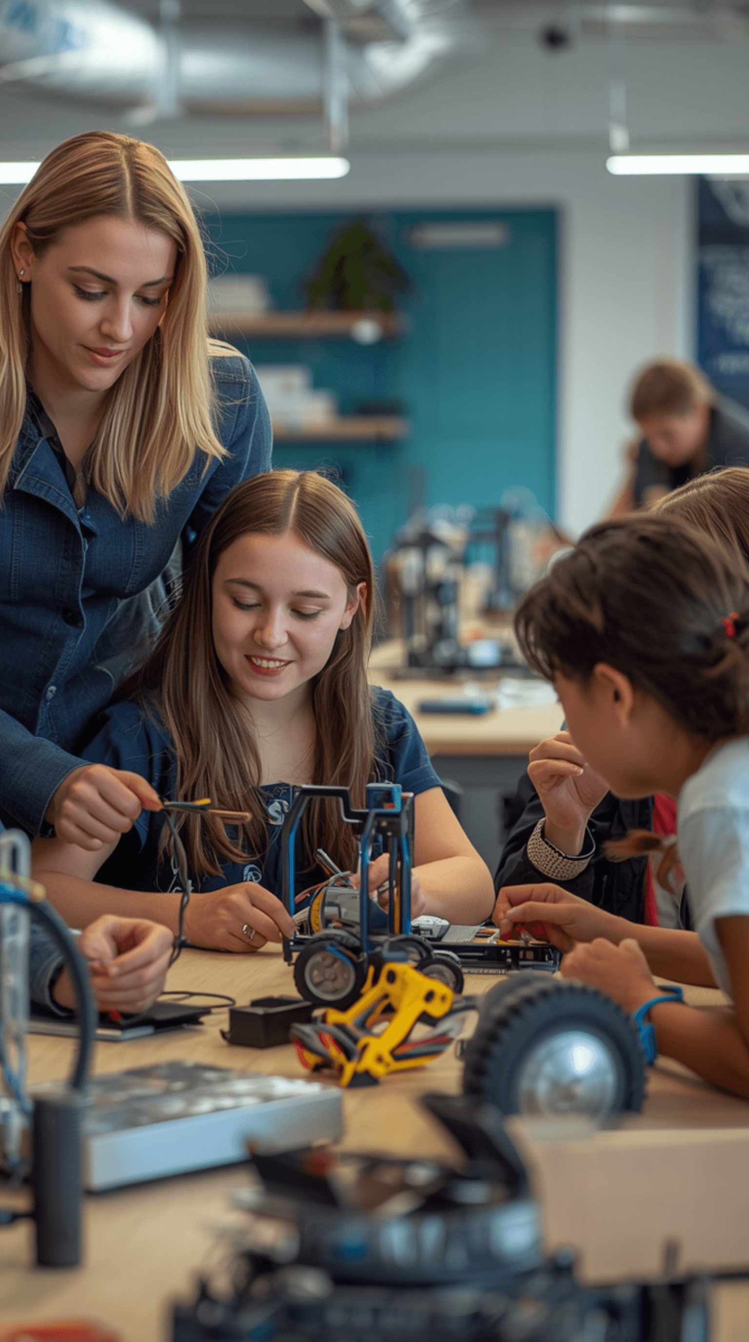 Estudantes a trabalhar com eletrónica e programação